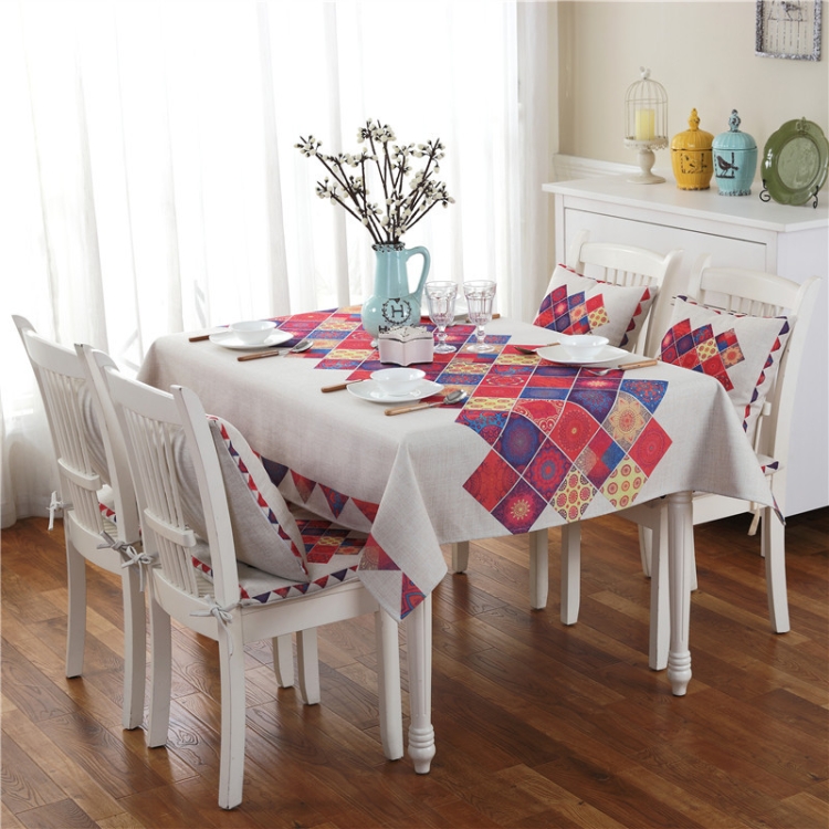 Retro Pattern Linen Table Cloth For Dinner Home Decor Dustproof Table Cover, 110x160cm, 130x180cm