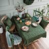 Linen Cotton Christmas Party Tablecloth Rectangle Bronzing Dinning Table Cover, 140x300cm, 90x90cm