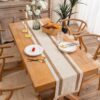 Cotton and Linen Woven Colorblock Tassel Striped Rhombus Table Runner, 30x120cm, 30x140cm, 30x160cm, 30x180cm, 30x200cm, 30x220cm