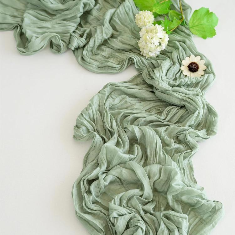 Crepe Table Runner Wedding Party Decoration Pleated Gauze, 90x300cm