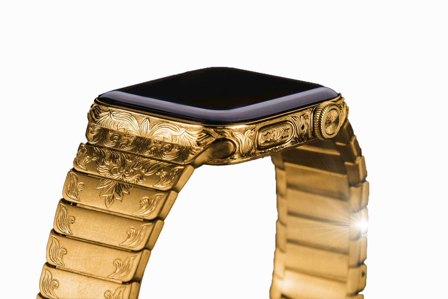 Caviar Luxury Customized Apple Watch with 24K Gold and Hand Engraved Band Series 8 GPS 45mm