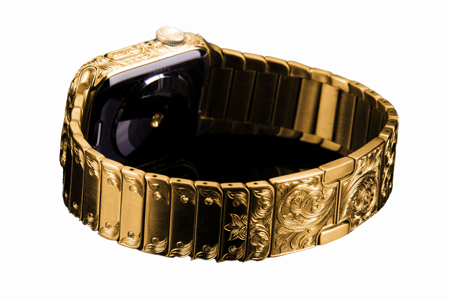 Caviar Luxury Customized Apple Watch With 24K Gold And Hand Engraved Band Series 7 GPS 45mm