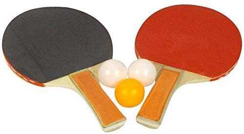 2 Table Tennis Rackets Set Solid Wood Ping Pong Paddle Set with 3 Balls
