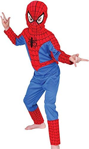 Boys Spiderman 3 Piece Costume Red And Blue Age 7-8 Years Kids Super Hero Dress