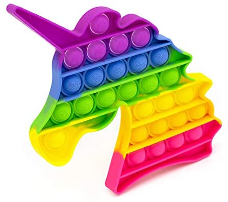Push Up Fidget Toy Pop It Fidget Toy Autism Chew Toys Sensory Push Bubble Fidget Sensory Toy Autism Special Needs Stress Reliever-Great for Fidgety Students (Unicorn Rainbow)