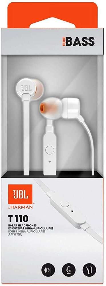 JBL T110 In Ear Wired Headphone white