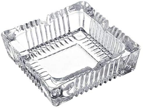 Crystal Clear Glass Square Shape Ashtray (4x4in)