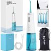 Bomidi Portable Dental / Oral Irrigator, 360 Rotatable Nozzle, 300ml Water Tank, Easy Cleaning, 7 Level Adjustable Water Pressure, Type-C Charging, IPX7, White - Blue | D3 Pro