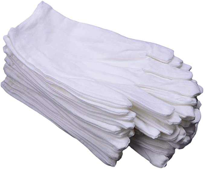 CTK White Soft 100% Cotton Work/Lining Glove, 12 Pairs