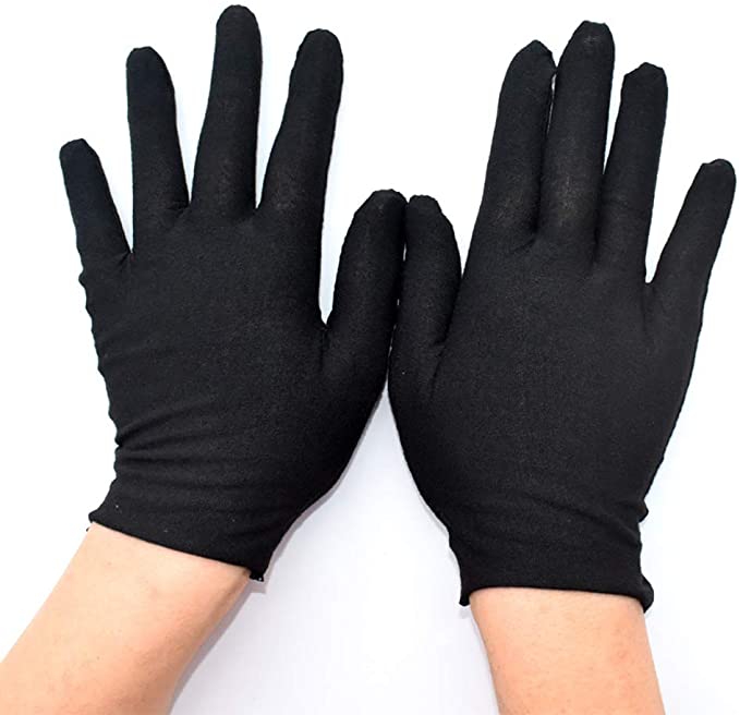 GSHLLO 6 Pairs Black Cotton Gloves Work Gloves Coin Gloves Jewelry
