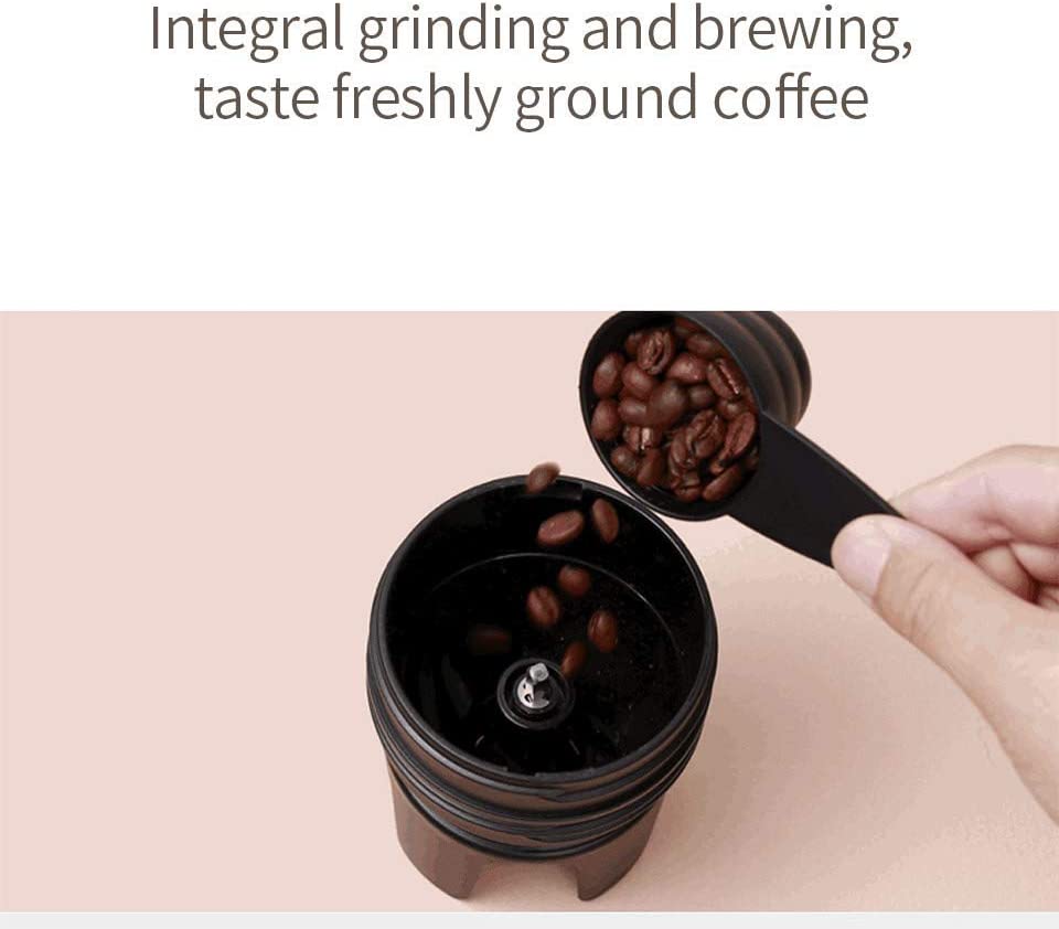 LAVIDA Portable Coffee Maker, Color Black, USB Charging, Travel Gadgets, Electric Grinder, Automatic Ceramic Burr Bean Grinder, Perfect For Camping