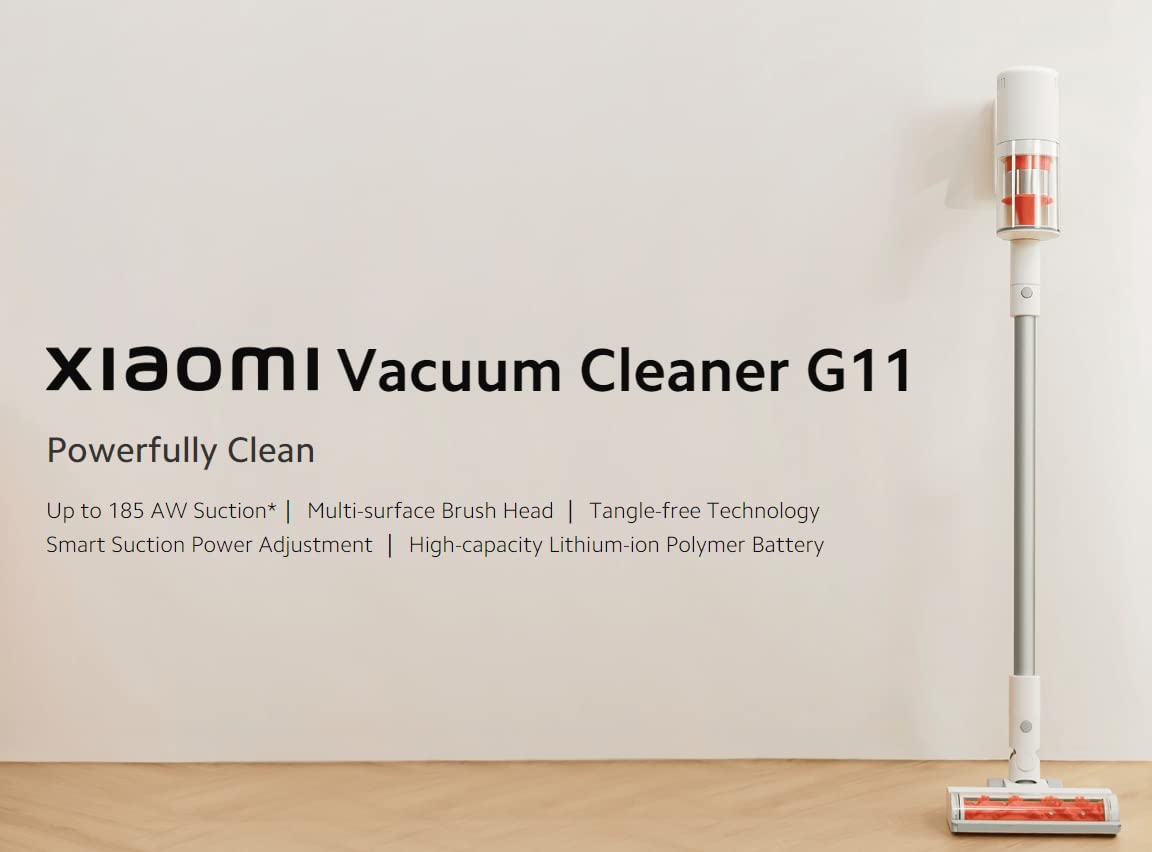 Xiaomi Vacuum Cleaner G11，185AW Powerful Suction， 60 minutes battery life，Tangle-free Brush Bar