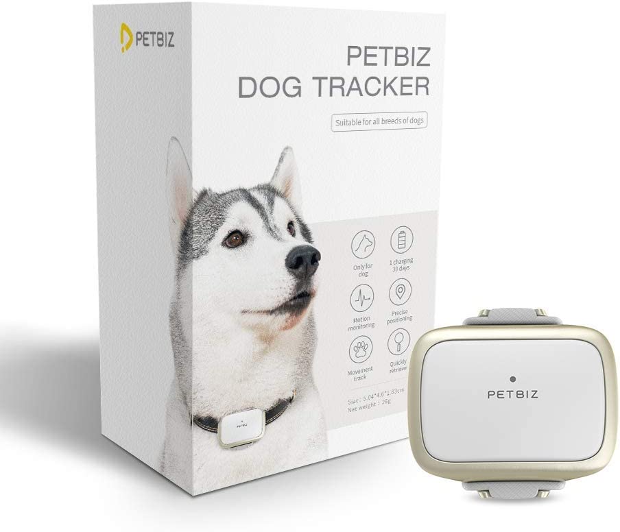 PETBIZ G1 GPS Pet Tracker, NB-IOT(5G) Dog Locator & Activity Monitor, 30 Days Ultra Long-Lasting Battery Lightweight Waterproof Dog Finder (White)