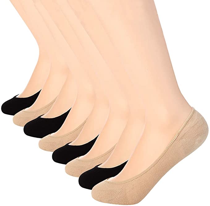 Ultra Low Cut Liner Socks Women No Show Non Slip Hidden Invisible for Flats Boat Summer, 8 Pairs