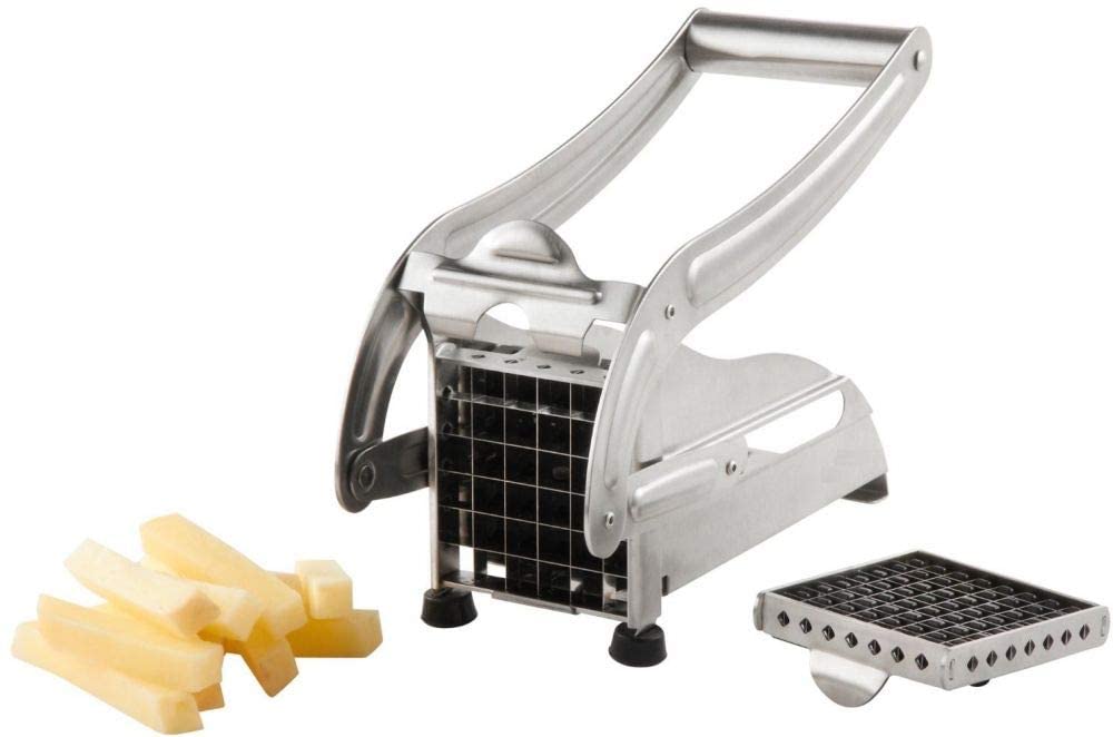 Potato & American Style Chip Slicer With 2-Interchangable Blades, H 12.0 x W 26.2 x D 9.6 cm, Stainless Steel