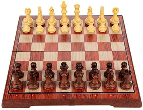 Classic International Chess Board Games Set Chess Board Magnetic Wooden Chess Set with Folding Chess Board Educational Toys for Kids and Adults,Chess Game Board with Storage Slots (Color : 24cm)