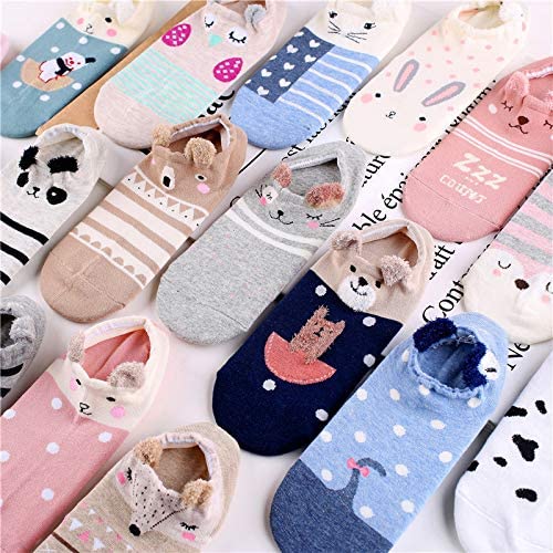 18 Pairs Novelty Animal Cotton Low Cut No Show Ankle Socks for Girls Women Boat Socks