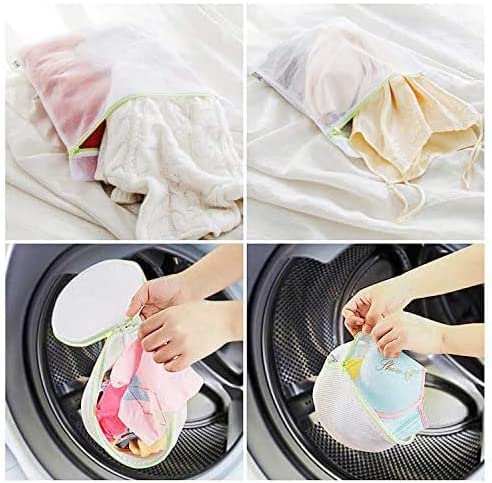 6PCS Laundry Bags for Clothing, Resuable Travel Storage Bag, Washing Machine Bags for Laundry, Blouse, Bra, Hosiery, Stocking, Underwear, Lingerie (GREEN)