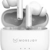 MoreJoy MJ141 Jouirbuds Pro Hybrid ANC Wireless Earbuds Active Noise Cancelling Headphones Bluetooth 5.2 Stereo in Ear Earphones, Immersive Sound Premium Deep Bass Built in 6 Mic Headset, White