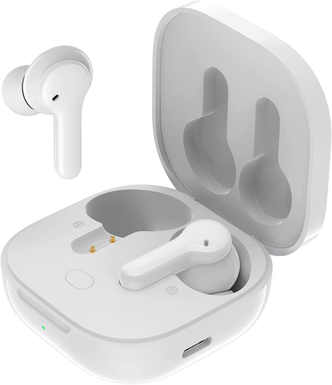 QCY T13 Wireless Bluetooth Earbuds, TWS Waterproof in Ear Headphone ENC Noise Cancelling, Deep Bass, Touch Control Ear Buds, HIFI Stereo 30H Playtime Earphone for Android iPhone, White