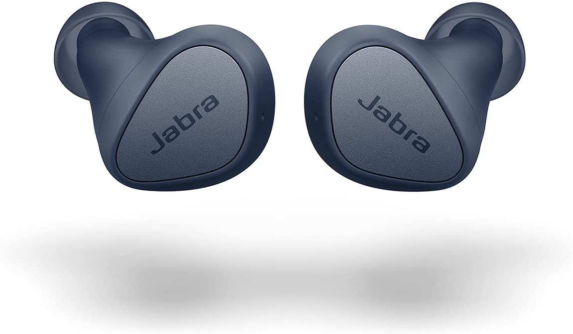 Jabra Elite 3 In Ear Wireless Bluetooth Earbuds – Noise isolating True Wireless buds with 4 built-in Microphones for Clear Calls, Rich Bass, Customizable Sound, and Mono Mode - Navy