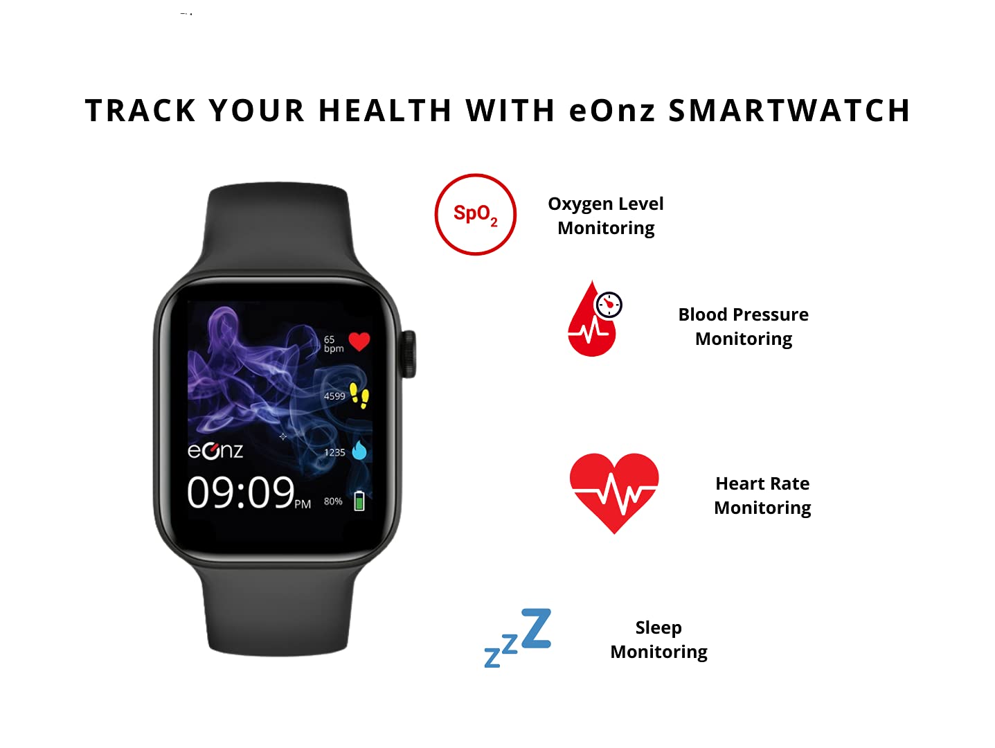 eOnz Elite Smartwatch with 1.79" Super Bright AMOLED Display, 14 Days Battery, SpO2, Blood Pressure and Heart Rate Monitoring, Compatible with Android & iOS, IP68 Water Resistance TRA/UAE Version