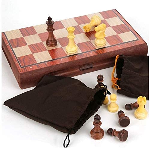 Classic International Chess Board Games Set Chess Board Magnetic Wooden Chess Set with Folding Chess Board Educational Toys for Kids and Adults,Chess Game Board with Storage Slots (Color : 24cm)