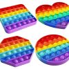 4 Pcs Push Pop Bubble Sensory Fidget Toy, Autism Special Needs Stress Reliever Silicone Stress Reliever Toy, Squeeze Sensory Toy (Multicolor and Shape 4) (4 PACK)
