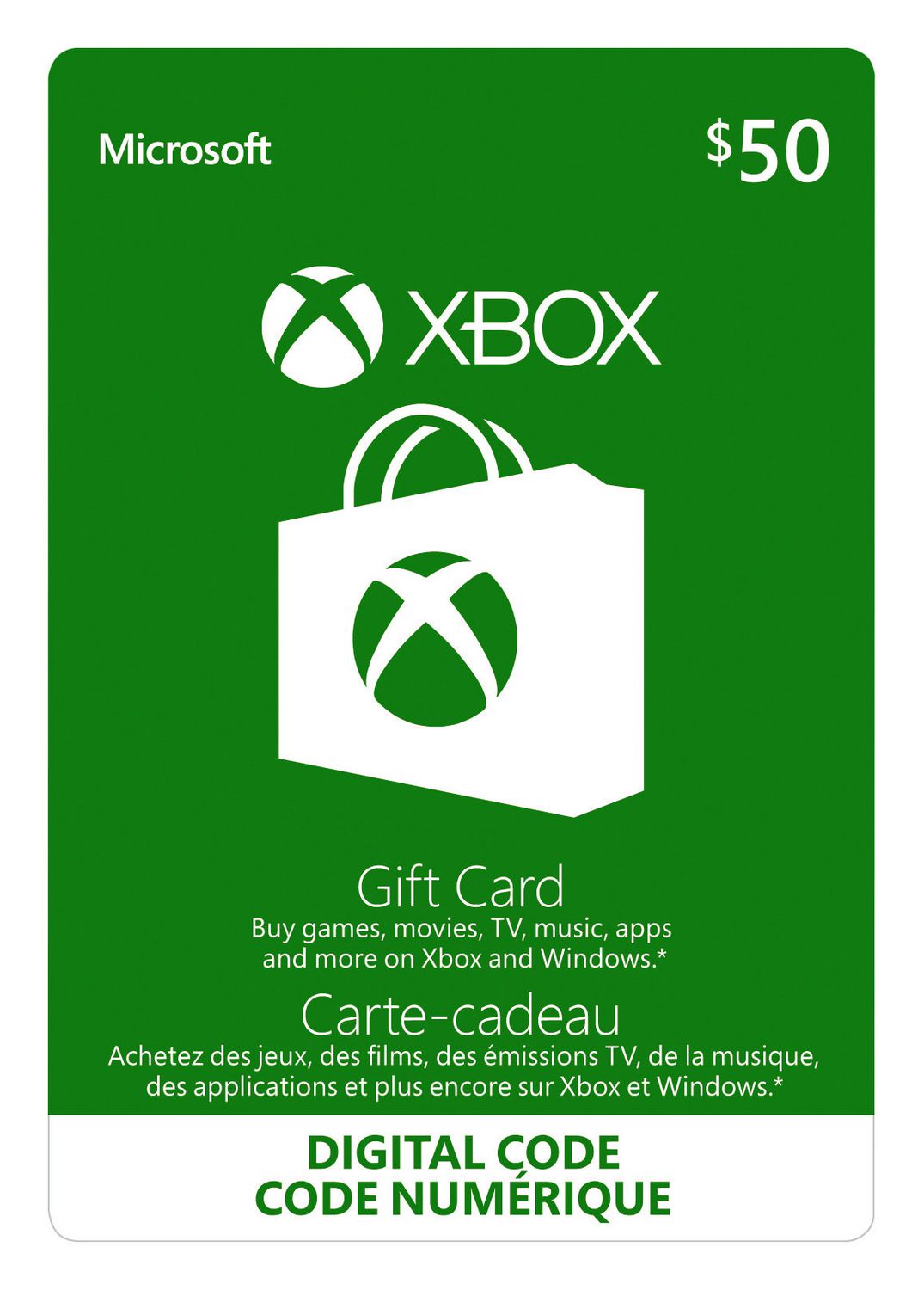 Microsoft Xbox Live Card $50 - Canada - Email Delivery