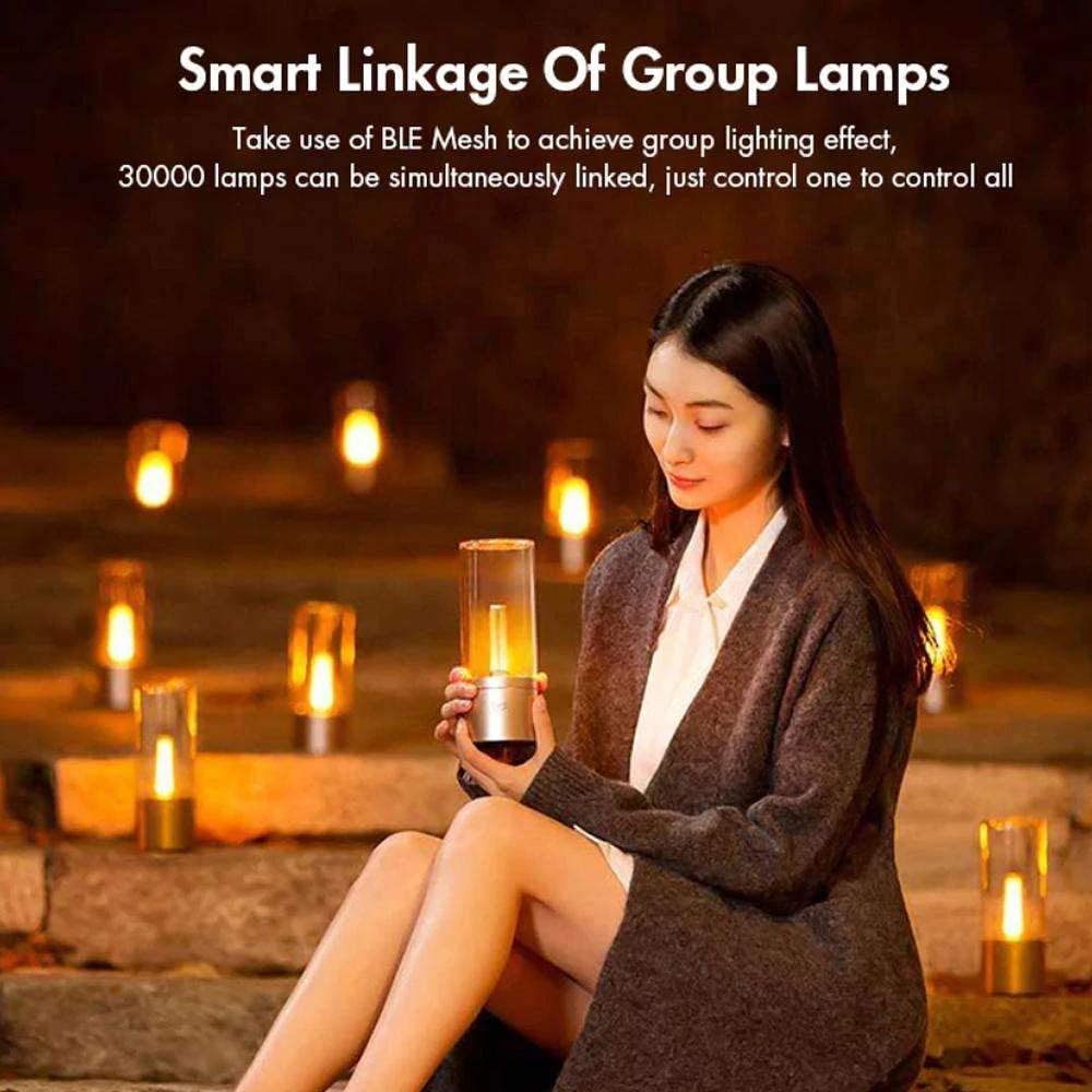 Xiaomi Yeelight LED Atmosphere Lamp, Smart Dimmable Bedside Desk Lamp Mood Night Lamp 6.5W 1800K, Smart Flameless Candle Lamp Rechargeable Candela Warm Lights with Phone Bluetooth Control