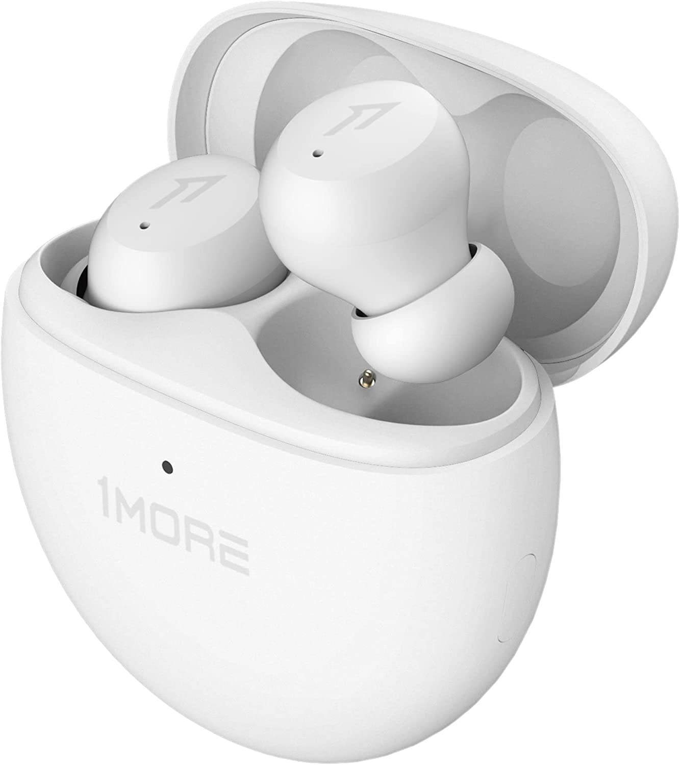 1MORE ComfoBuds Mini Hybrid Active Noise Cancelling Earbuds, In-Ear Headphones with Stereo Sound, Bluetooth 5.2 Headset with 4 Mics, Clear Calls, Wireless Charging, Soothing Sound, Waterproof, White