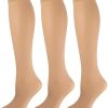 Womens Opaque Stretchy Spandex Knee High Trouser Socks, 3 Pairs Multipack, Beige