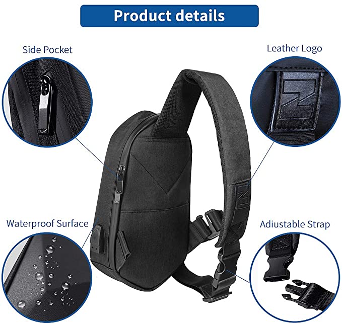TAJEZZO Sling Backpack Waterproof Crossbody Shoulder Bag Causal Daypack Chest Bag