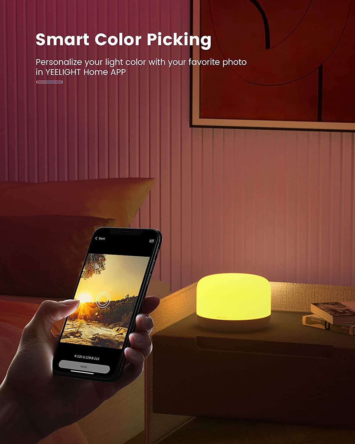 YEELIGHT Smart Table Lamp, App Control Bedside Lamp with Music Sync, Dimmable Night Light Touch lamp, RGB Color Changing Lamp for Bedroom, Living Room, Works with HomeKit, Alexa & Google Assistant