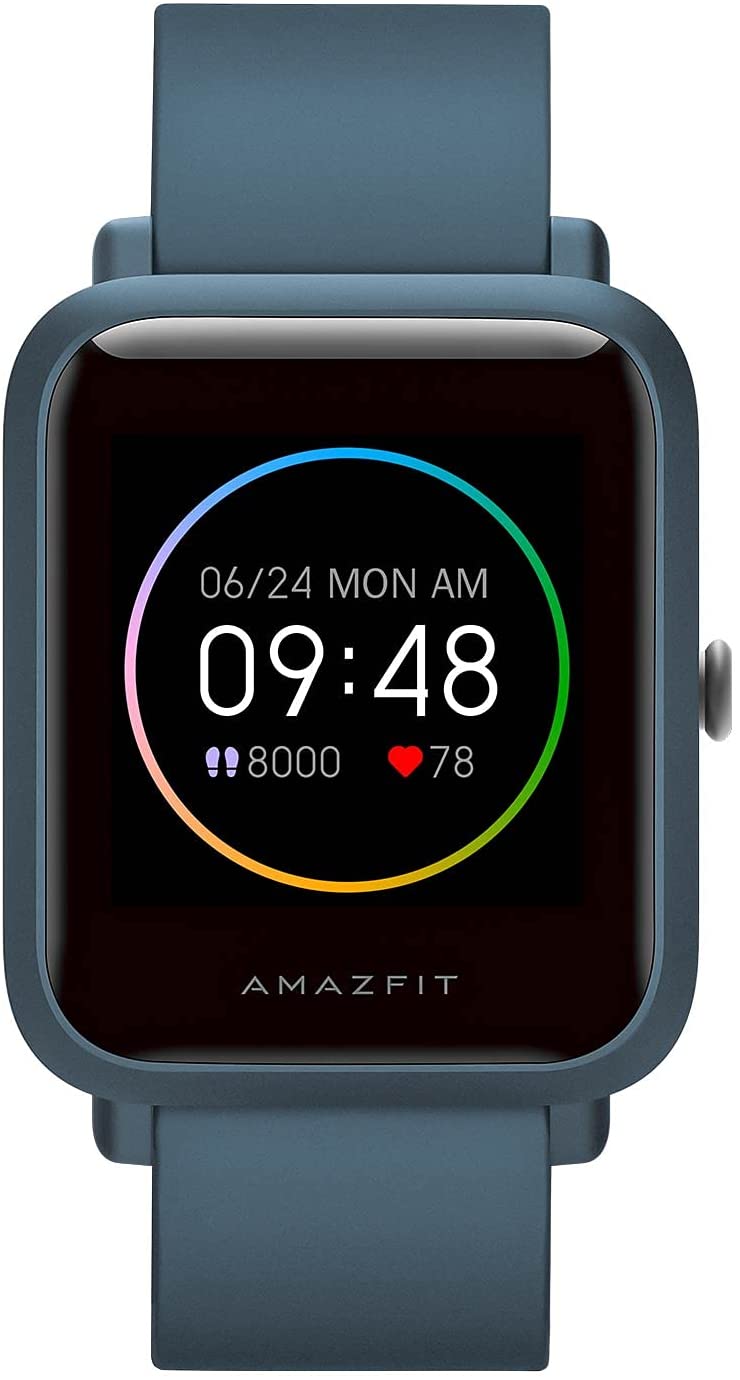 Amazfit Bip S Lite Smart Watch Fitness Tracker for Men, 30 Days Battery Life, 1.28”Always-on Display, 14 Sports Modes, Heart Rate & Sleep Monitor, 5 ATM Waterproof, for Android Phone iPhone(Blue)