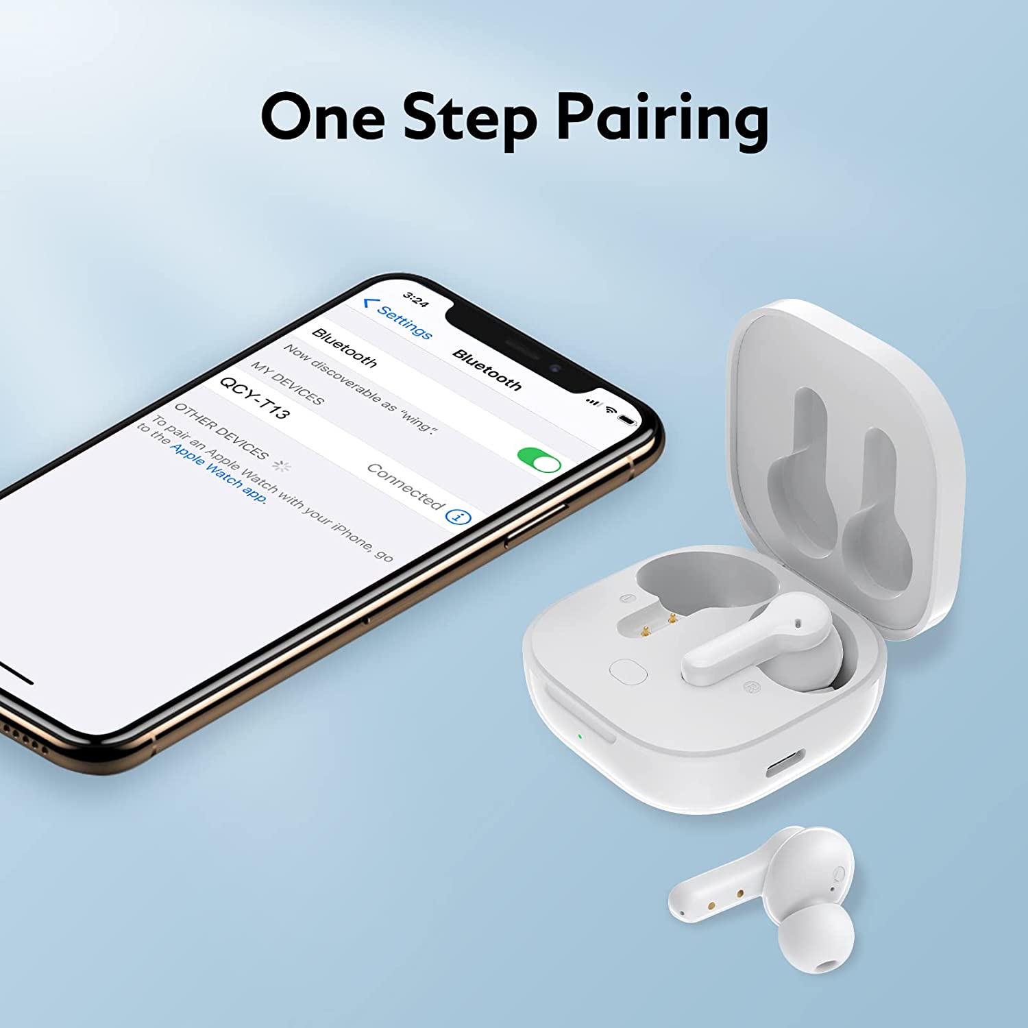 QCY T13 True Wireless Earbuds Bluetooth 5.1 Headphones Touch Control with  Wireless Charging Case Waterproof Stereo Earphones in-Ear Built-in Mic