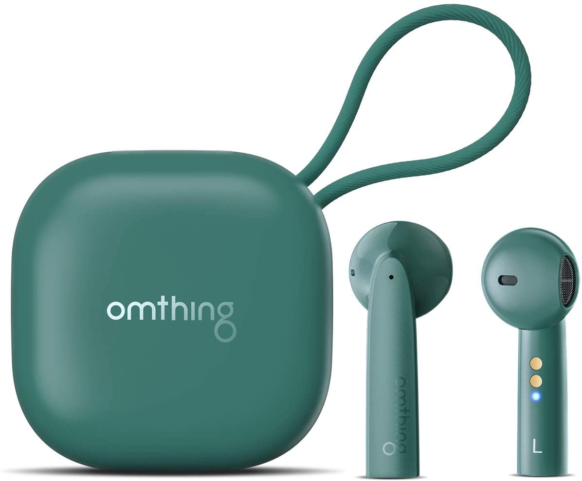 OMTHING - AirFree Pods Bluetooth Headphones, TWS, ENC Noise Cancellation, 25 Hour Battery, Wireless Charging, AAC Quality Sound, Green