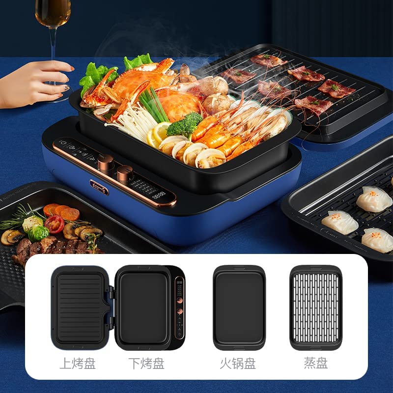 Deerma SK100 4 in1 Multifunctional Cooker | Hotpot Electric Steamer/Hotpot/Barbecue/Griller/Frying | 3L 2200 W | - Blue
