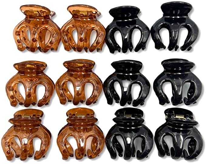 FABRIK 12 Pcs Small Hair Claw Clips for Women Girls Kids, Mini Cute Jaw Clip Hair Clamps , Nonslip Acrylic Strong Hold Claw Clip for Thin Fine Medium Thick Hair