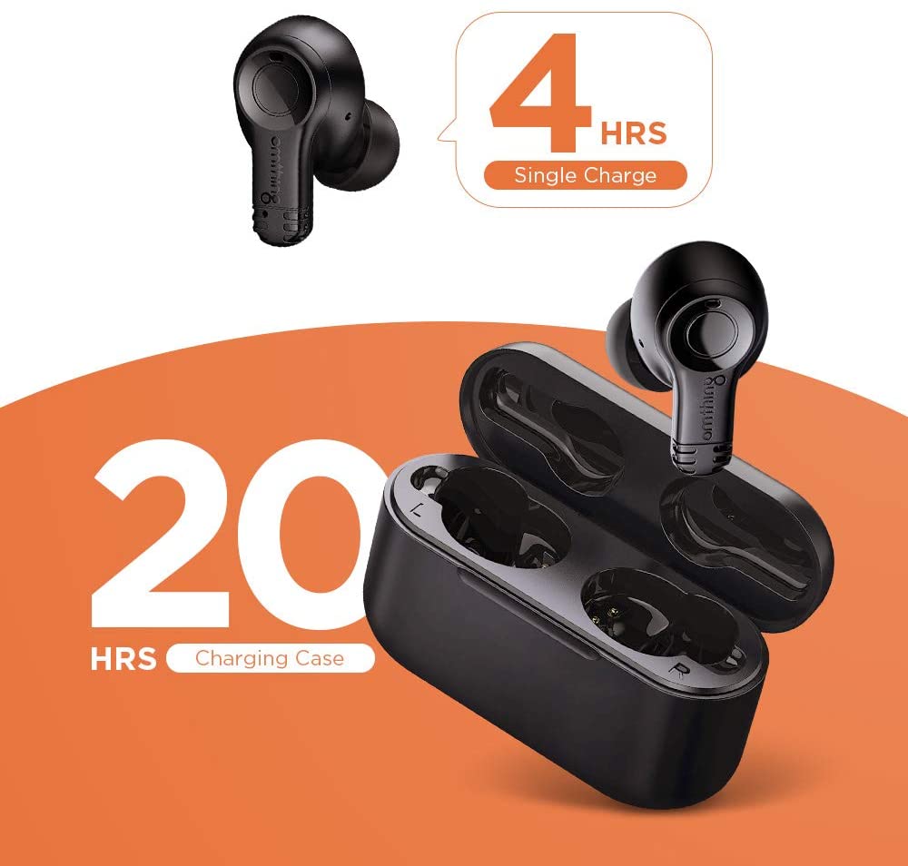 Omthing Airfree Model EOOO2BT - in-Ear Headphones with 4 environmetal Noise Cancellation Microphones - Bluetooth 5.0 - Earbuds Earphones - Black