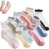 Fabrik Collection12 Pairs Crystal Socks Lace Ankle Socks, Elastic Transparent Ultra Thin Mesh Socks, Popular in Spring and Summer for Women Lady Girls Silk Stockings