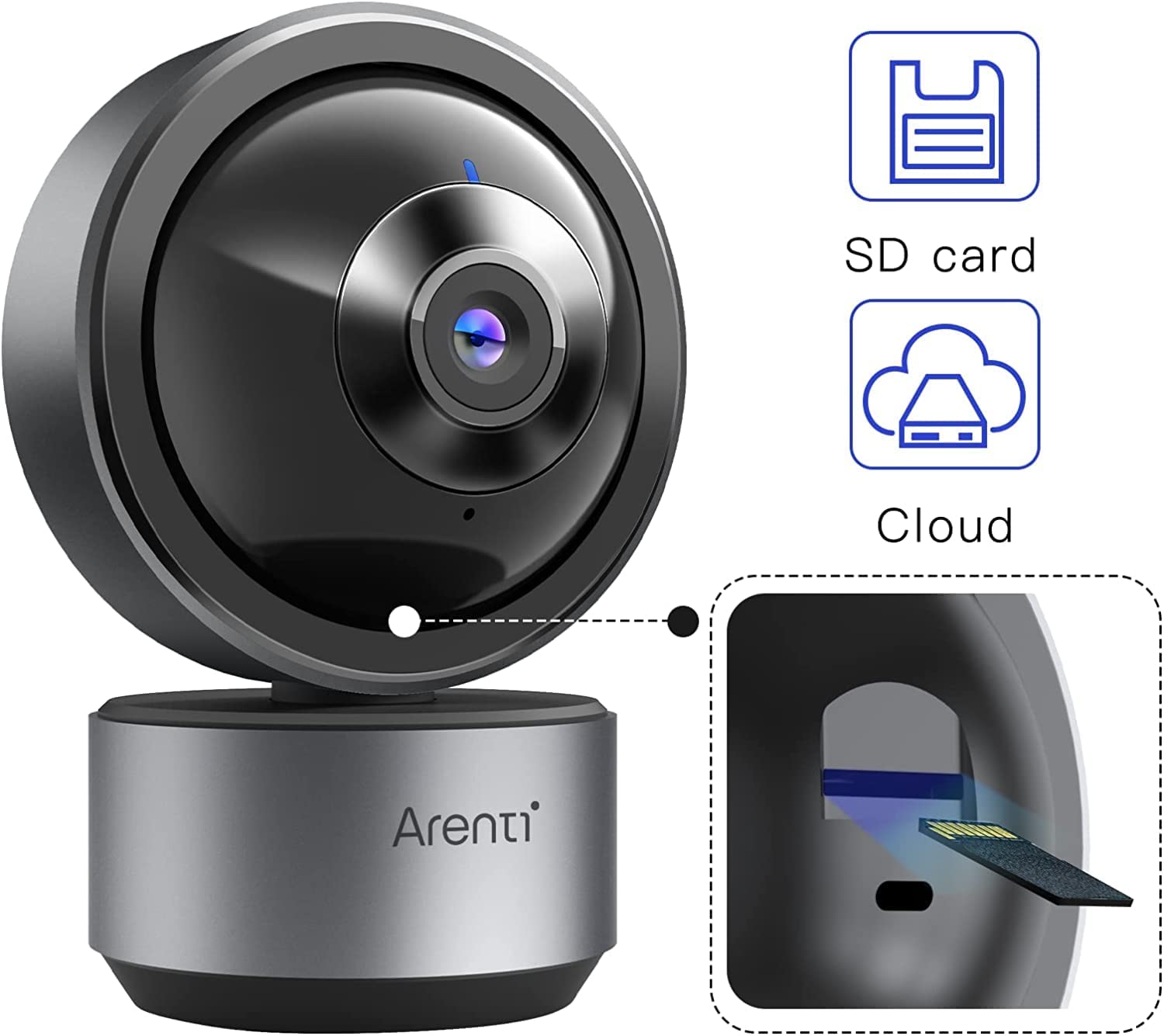 Arenti Indoor Home Security Camera, DOME1 2K Ultra HD WiFi Baby Monitor, Night Vision, 2-Way Audio, Privacy Mode, Works with Alexa & Google Assistant, AI Powered Human Motion & Sound Detection