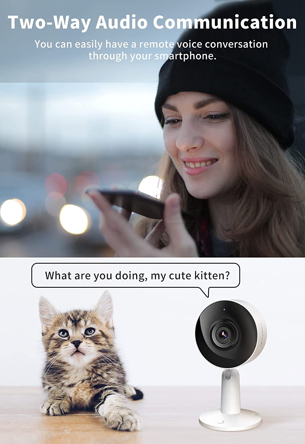 Laxihub Indoor WiFi Security Camera Baby/Dog/Cat/Pet Camera with Mobile App, Motion Detection Home Surveillance IP Camera 1080P Night Vision 2-Way Audio Works with Alexa & Google Assistant