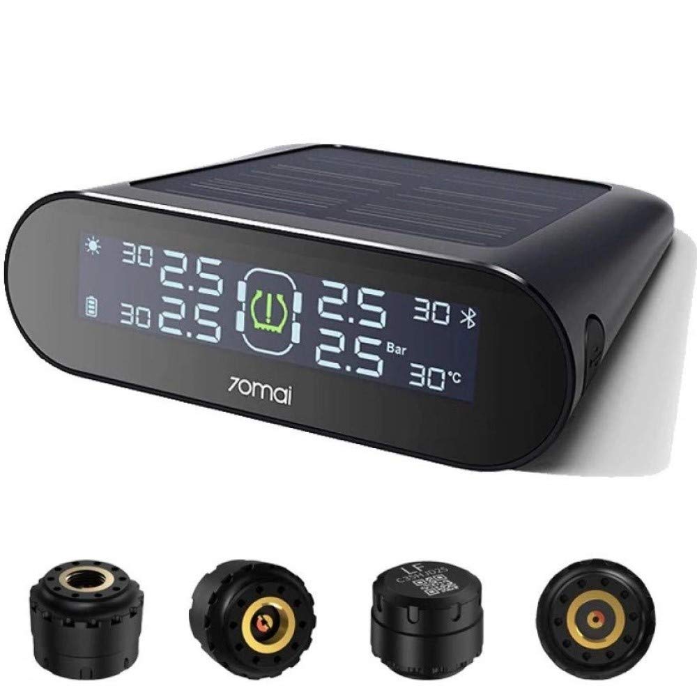 70mai TPMS Tyre Pressure Monitoring System Lite, External Sensors with Dual Charging Solar & USB, Easy Self Fitment, LCD Display and BT APP Control