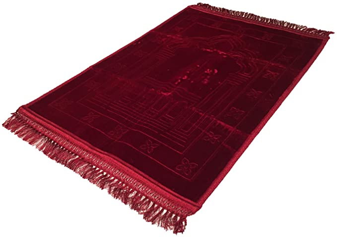 Unmovable Prayer Mat Larg Size 80 * 120 cm, Dark Red