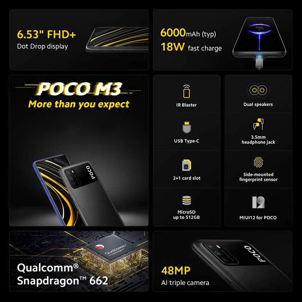 Poco M3 Dual SIM Smartphone Poco Yellow 4GB RAM 64GB 4G LTE (EU Version)