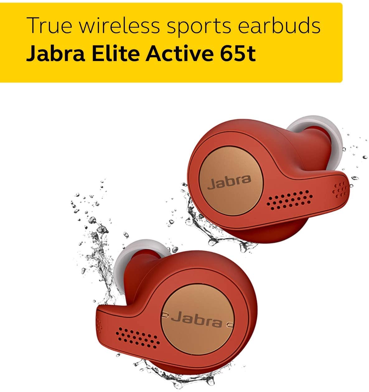 Jabra Elite Active 65t Earbuds – Passive Noise Isolating Bluetooth Sports Earphones with Motion Sensor for Fitness Tracking – True Wireless Calls and Music – Copper Red