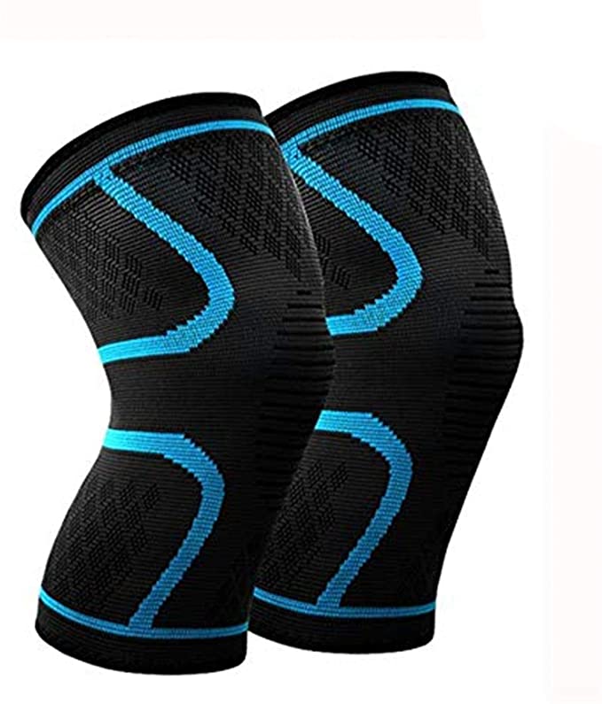 1 Piece Knee Brace Support Compression Sleeve Wraps Pads 1 Pair Knee Protector for Men & Women For Running Fitness Blue Size XL