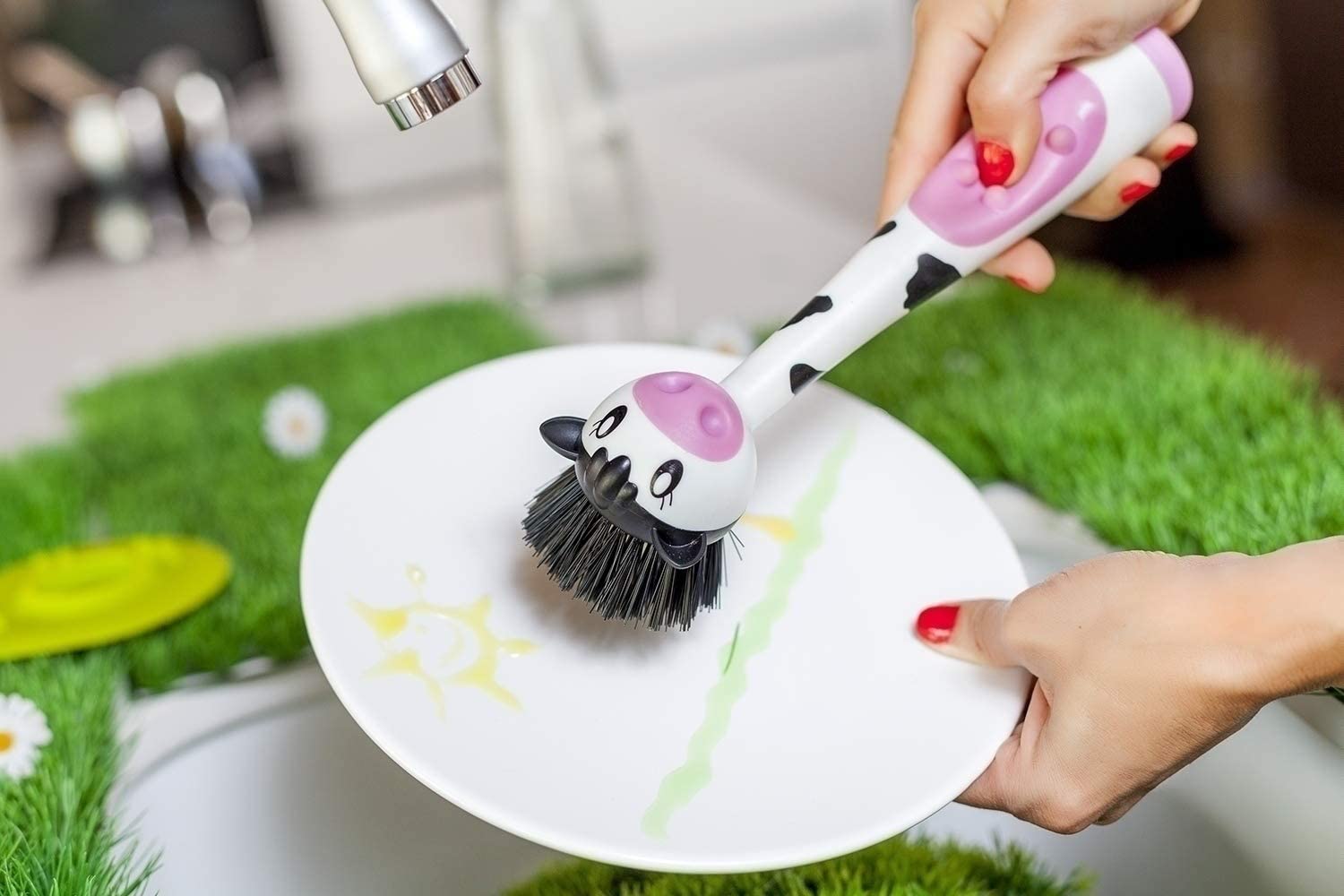 Vigar 6101 Moo Washing-Up Dish Brush Plastic 25 x 10 x 6 cm White/Black