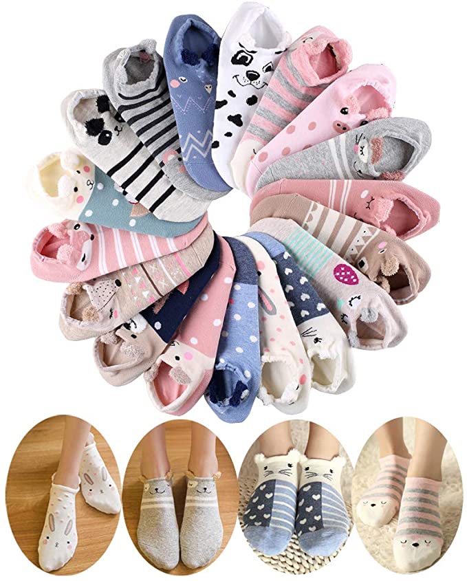 18 Pairs Novelty Animal Cotton Low Cut No Show Ankle Socks for Girls Women Boat Socks
